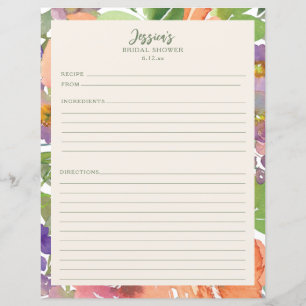 Recettes de Fête de Mariage Floral Aquarelle Minim