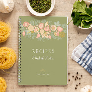Recettes de livre de cuisine floral pastel vert sa