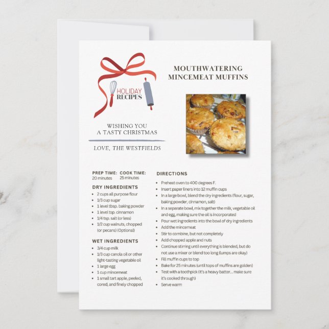 Recettes de vacances Mincemeat Muffins Carte de No (Devant)