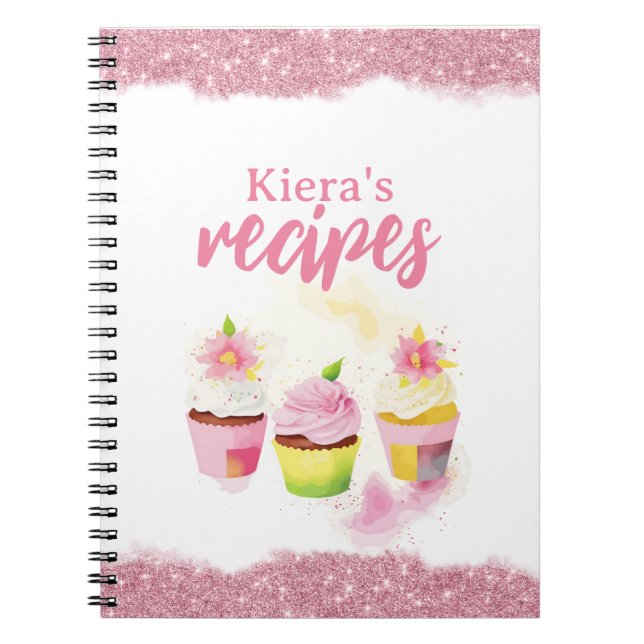 Recettes Parties scintillant rose Cupcake Carnet p (Devant)