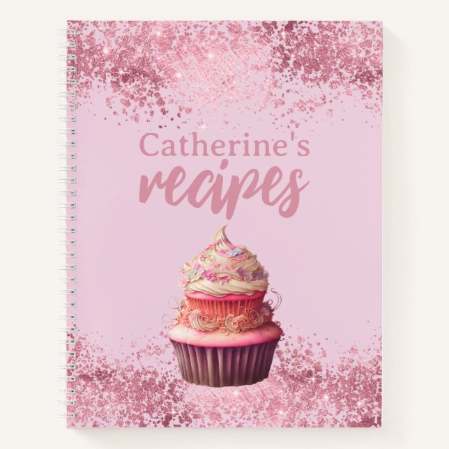 Recettes Parties scintillant rose Cupcake Carnet p (Devant)