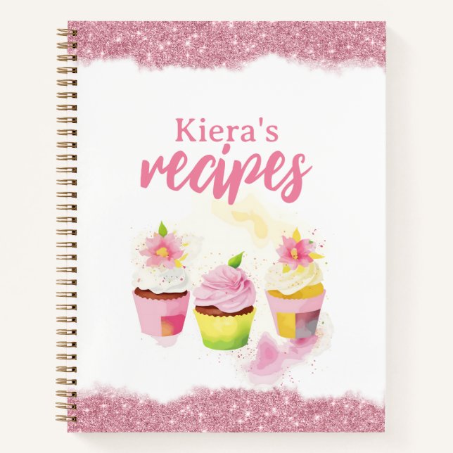 Recettes Parties scintillant rose Cupcake Carnet p (Devant)