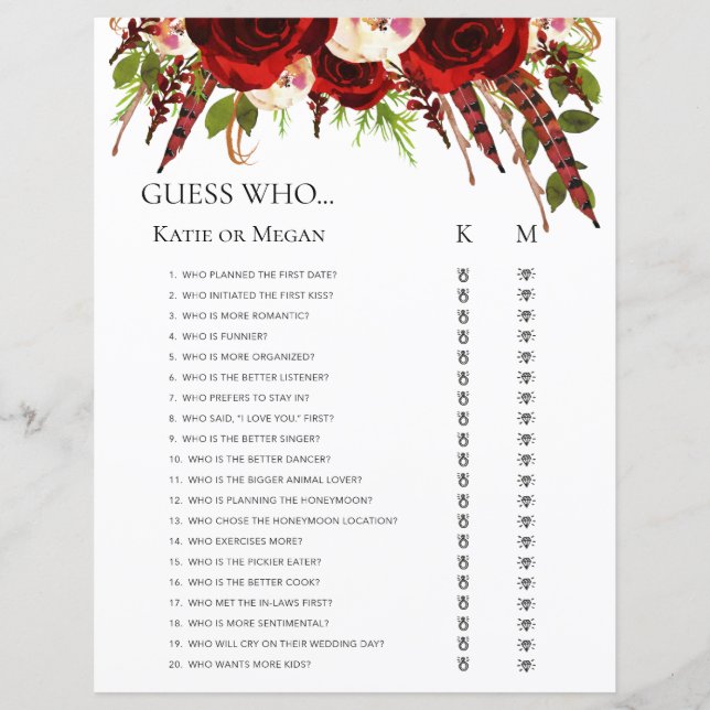 Recherche de mots de mariage LGBTQ Boho Roses Roug (Devant)