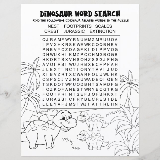 Recherche de mots de puzzle de dinosaure pour enfa (Devant)