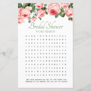Recherche de mots jeu de Baby Shower Rose Émouvant