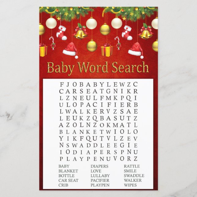 Recherche de mots pour bébé Shower décoration de N (Devant)