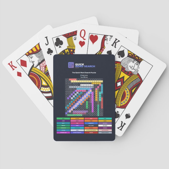 Recherche de mots rapide Puzzle Cartes à jouer Mod (dos)