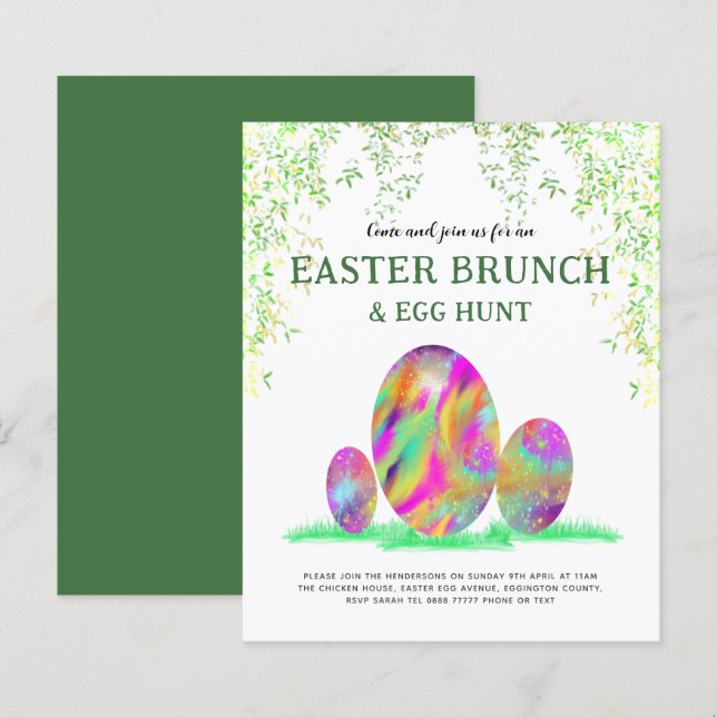 Recherche d'oeufs de Pâques Brunch aquarelle budge (Devant / Derrière)