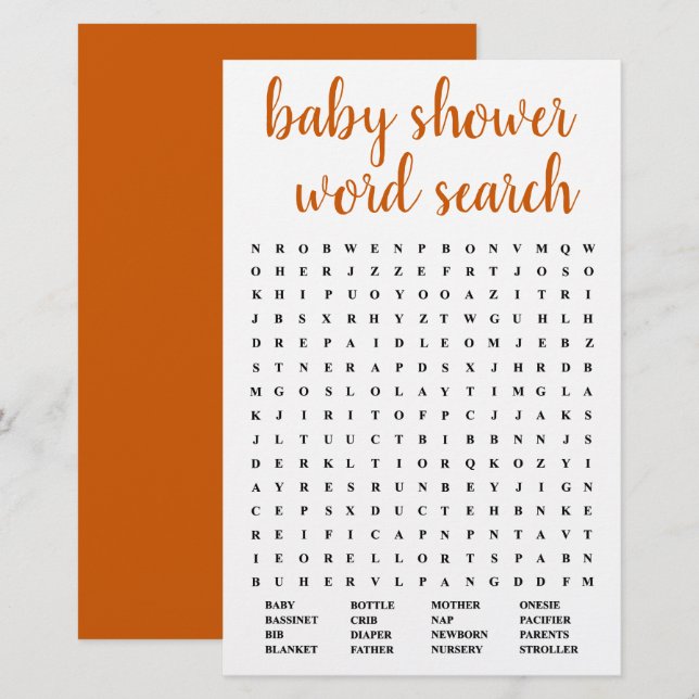 Recherche simple de mot bébé | Automne Orange Game (Devant / Derrière)
