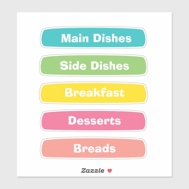 Recipe Category Stickers – Binder Tabs (Feuille)