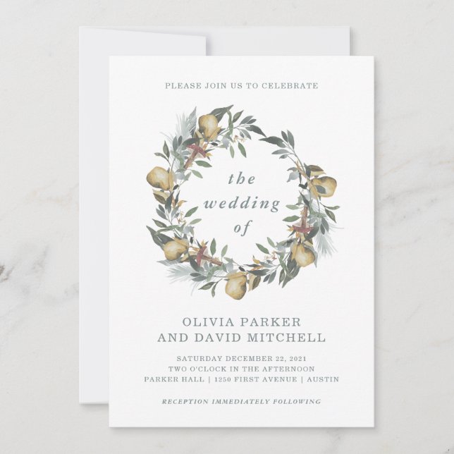 Récolte de bois | Invitation de mariage d'hiver (Devant)