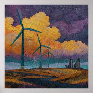 Récolte d'éolien - Poster Solarpunk