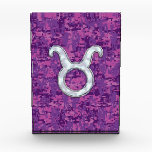 Récompense Mother of Pearl Taurus Zodiac Sign on Digital Camo<br><div class="desc">A mother of pearl style Taurus Sign on a vibrant fuchsia pink digital camouflage print background. A modern urban racy design for a great custom gift idea. 
 


Use the "Message" link to contact us with your special design requests or for some assistance with your customization needs.</div>