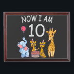 Récompense Now I, 10 ans d'âge 10 Birthday<br><div class="desc">Joyeux anniversaire. Funny and lovely Kids Birthday design with a cute Elephant,  two ferrets and a girafe celebrating your birthday at the zoo.</div>