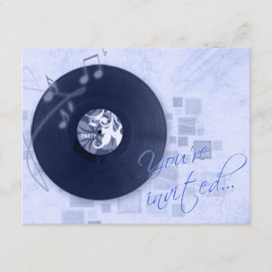 Record Album on Blue Dance Party Invitation