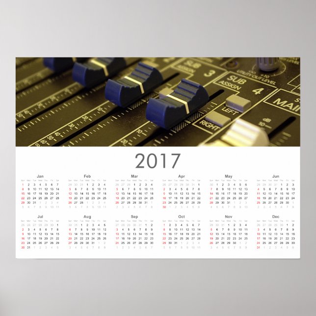 Recording studio Calendar 2017 Poster (Devant)