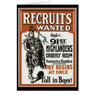 Recrutement 91e Highlanders Bagpiles Première Guer