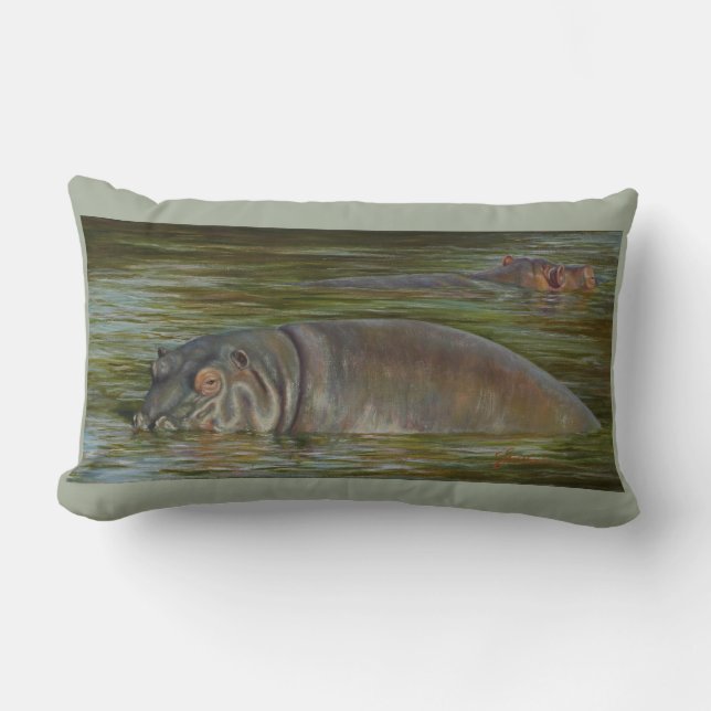 Rectangle 13"" coussin lombaire de l'hippopotame X.21 (Recto)
