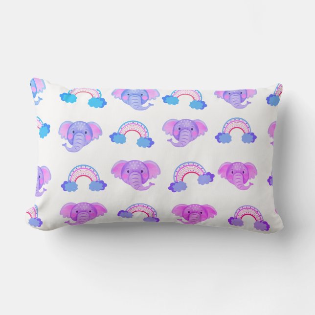 Rectangle 2 En 1 Rainbows & Elephant Heads Lumbar Coussin (Recto)