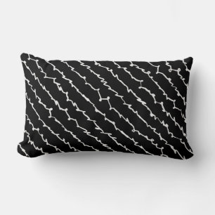 Rectangle Abstrait noir et blanc Scribbles Lumbar Coussin