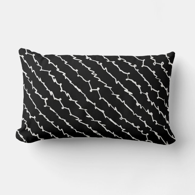 Rectangle Abstrait noir et blanc Scribbles Lumbar Coussin (Recto)