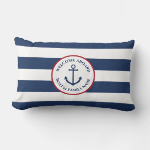 Rectangle Accueil Nautique rayé à bord du coussin