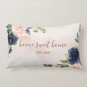 Rectangle Accueil Sweet Home Aquarelle rose Coussin de marin