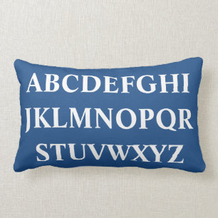 Rectangle ALPHABET BLANC PERSONNALISÉ sur coussin BLEU