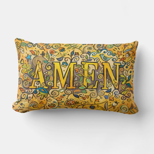 Rectangle AMEN coussin lombaire floral décoratif (Recto)