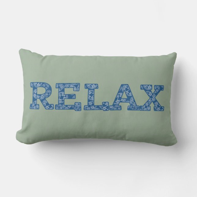 Rectangle Amusant Coussin "Chill" Appliqué Faux Bleu et Vert (Recto)