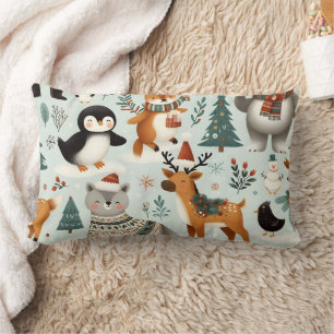 Rectangle Animaux de Noël Motif sans couture Coussin