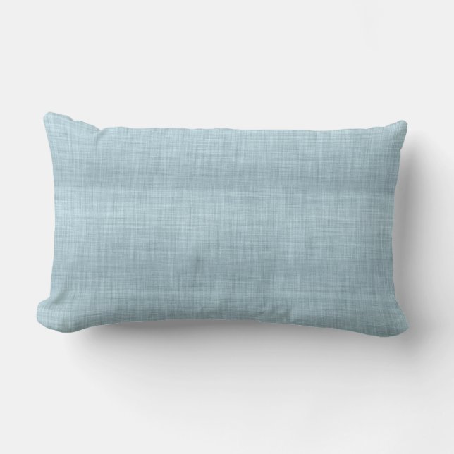 Rectangle Aqua Blue Linen Texture Lumbar Coussin (Recto)