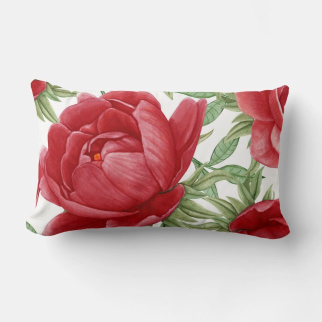 Rectangle Aquarelle Rouge Rose Imprimer Coussin (Recto)