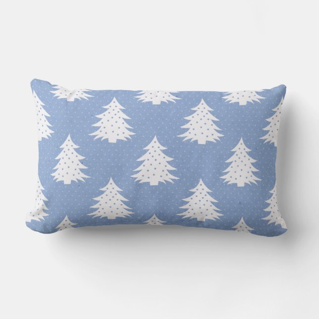 Rectangle Arbre de Noël bleu/blanc Coussin réversible (Recto)