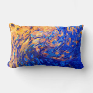 Rectangle Art abstrait coussin moderne bleu et jaune