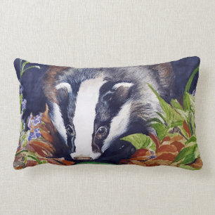 Rectangle Art animal original de coussin de blaireau