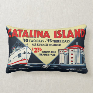 Rectangle Art vintage d'île de Catalina - coussin