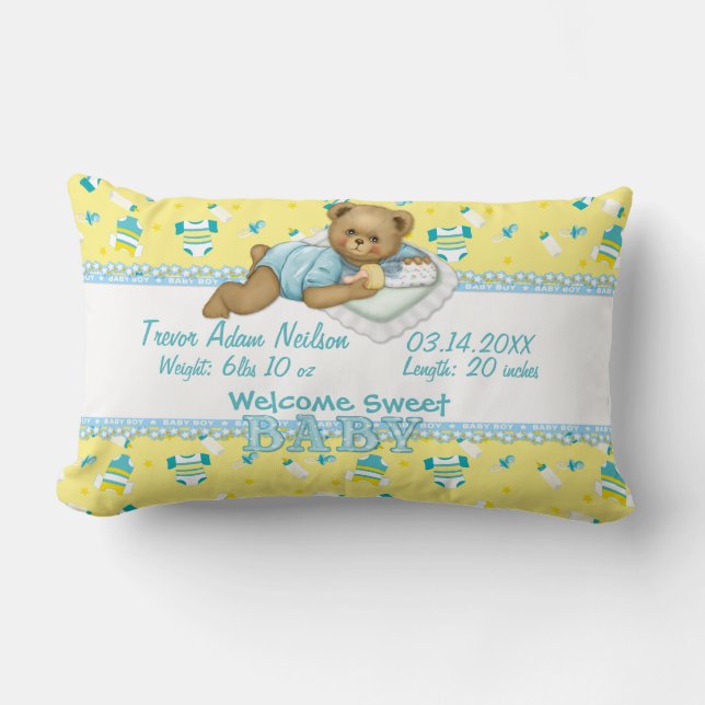 Rectangle Baby Boy Teddy Bear Coussin 2 (Recto)
