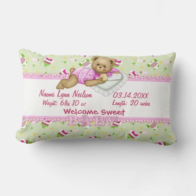 Rectangle Baby Girl Teddy Bear Coussin 2 (Recto)