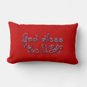 Rectangle Beaded God Bless USA-Lumbar Coussin