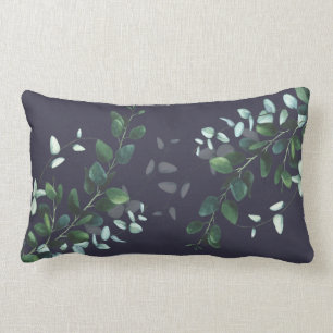 Rectangle Beaux Feuilles sur Navy Lumbar Coussin