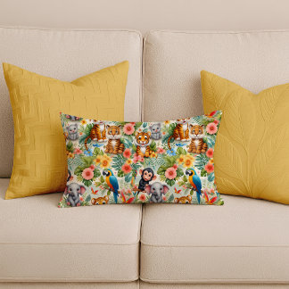 Rectangle Bébé Animaux de la Jungle Coussin Lombaire Tropica