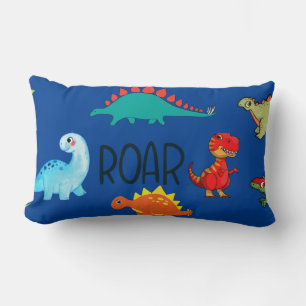 Rectangle Bébé bleu Garçon Roar Lumbar Coussin