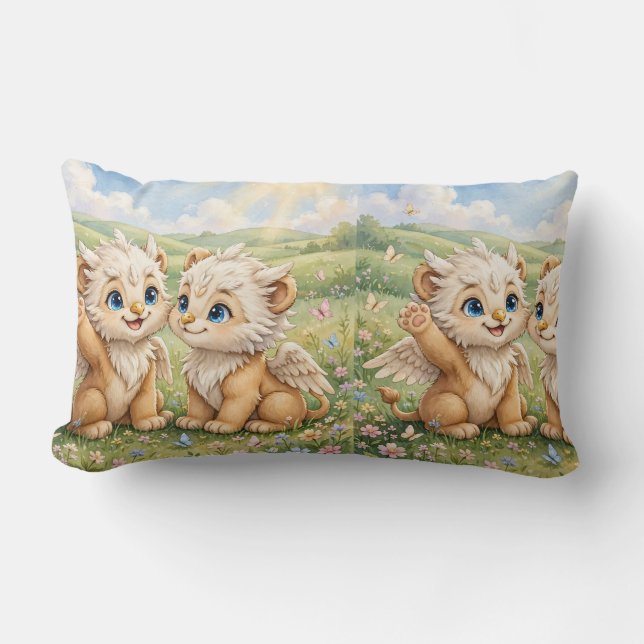 Rectangle Bébé Griffin Coussin de Fleur Sauvage – Prairie Fa (Recto)