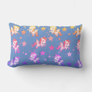 Rectangle Bébé violet et rose licornes Lumbar Coussin