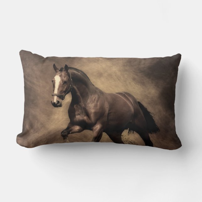 Rectangle Belle housse de coussin de cheval brun (Recto)