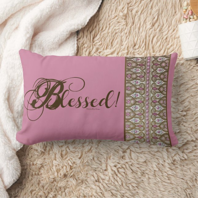Rectangle Béni ! Coussin de jet à bandes (Baie) (Couverture)