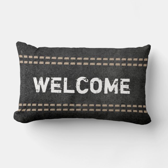 Rectangle bienvenue citation coussin rustique chic typograph (Recto)