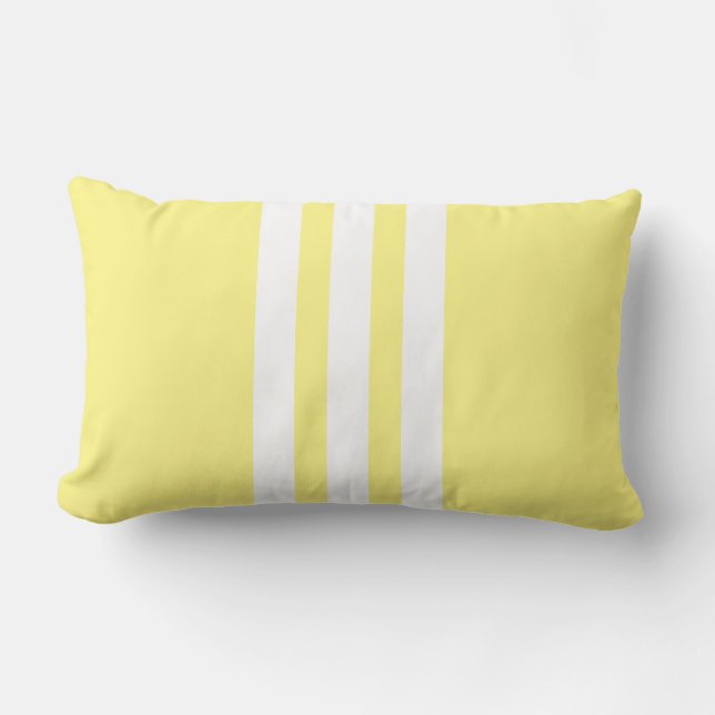 Rectangle Blanc, coussin lombaire jaune-clair de rayure (Recto)