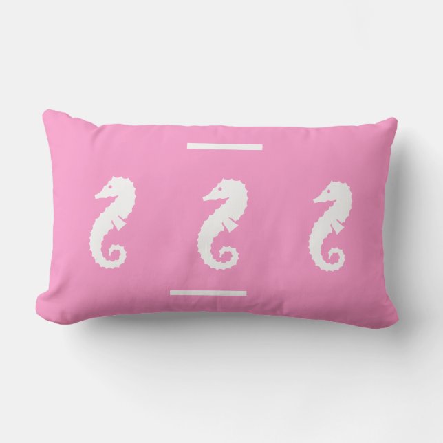 Rectangle blanc /rose SEAHORSE sur la vie côtière COUSSIN (Recto)